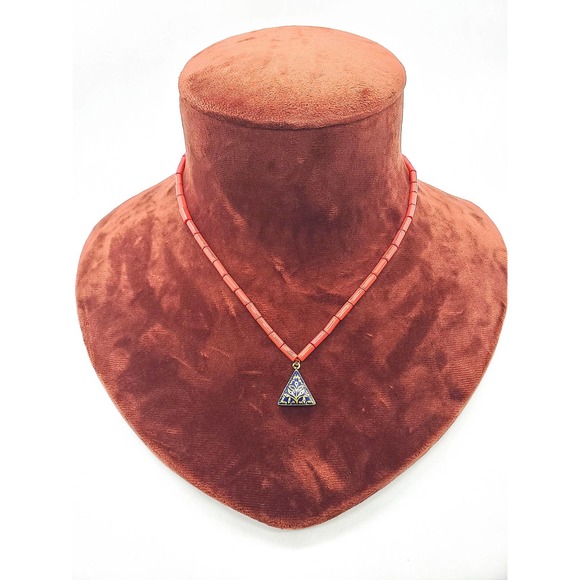 Kundan Polk Coral Charm necklace - Picture 2 of 3